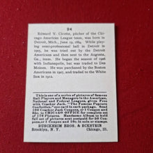 Load image into Gallery viewer, EDWARD V. CICOTTE Dover Reprint of 1914 Cracker Jack Card #94 Chicago White Sox SHIPPING INCLUDED