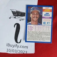 Load image into Gallery viewer, 1990 score Juan Gonzalez RC #637 Texas Rangers HOF SHIPPING IS INCLUDED
