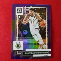 Load image into Gallery viewer, 2023 Optic Giannis Antetokounmpo #75 Purple Prizm Bucks SHIPPING IS INCLUDED
