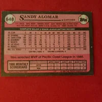 Load image into Gallery viewer, 1989 Topps Sandy Alomar Future Star #648 San Diego Padres SHIPPING IS INCLUDED
