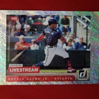 Load image into Gallery viewer, 2021 Donruss Ronald Acuna Jr. Livestream Rapture Parallel Atlanta Braves SHIPPING IS INCLUDED
