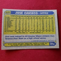 Load image into Gallery viewer, 1987 Topps Jose Canseco #620 RC Oakland Athletics SHIPPING IS INCLUDED
