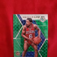 Load image into Gallery viewer, 2020 Mosiac Julius Erving #288 Green Prizm 76ers HOF SHIPPING IS INCLUDED

